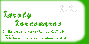 karoly korcsmaros business card